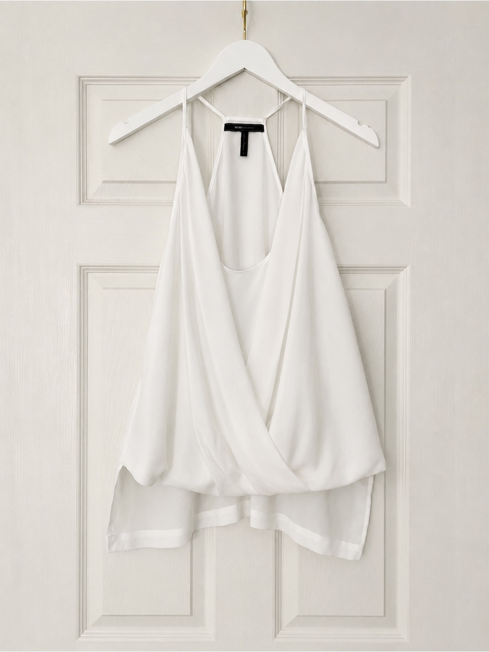 Y2K BCBGMaxAzria White Draped Halter Camisole Large quiet luxury Top large